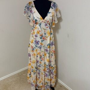 Patrons of Peace Cream Floral Maxi Dress